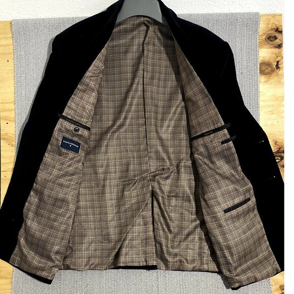 Corduroy Sport Coat Men's 48 Regular Black Two Button Lined Blazer - Picture 6 of 13